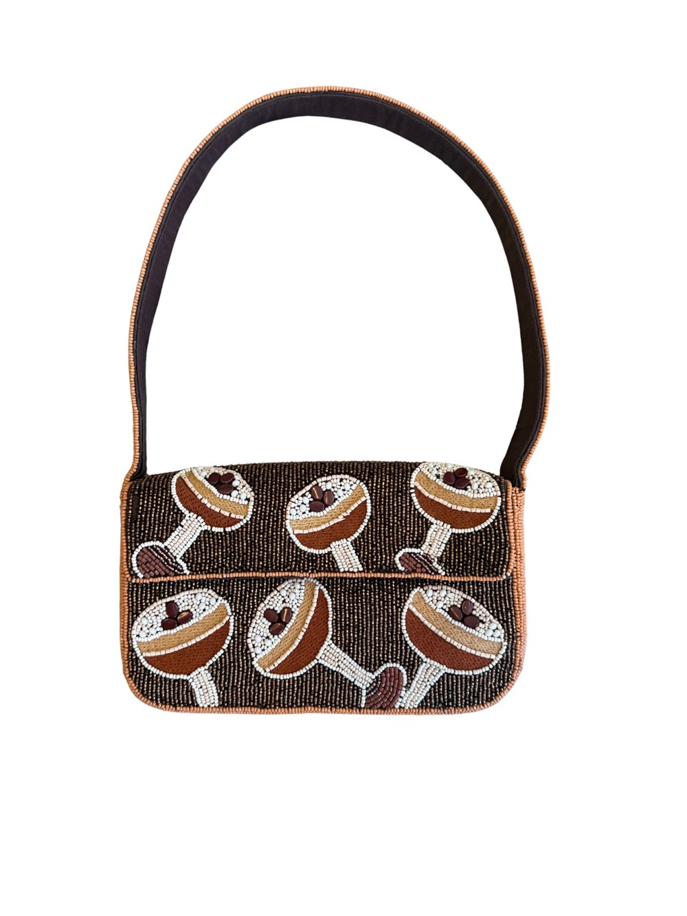 Viral Anthropologie (in house brand Maeve) Espresso Martini Fiona Beaded Purse